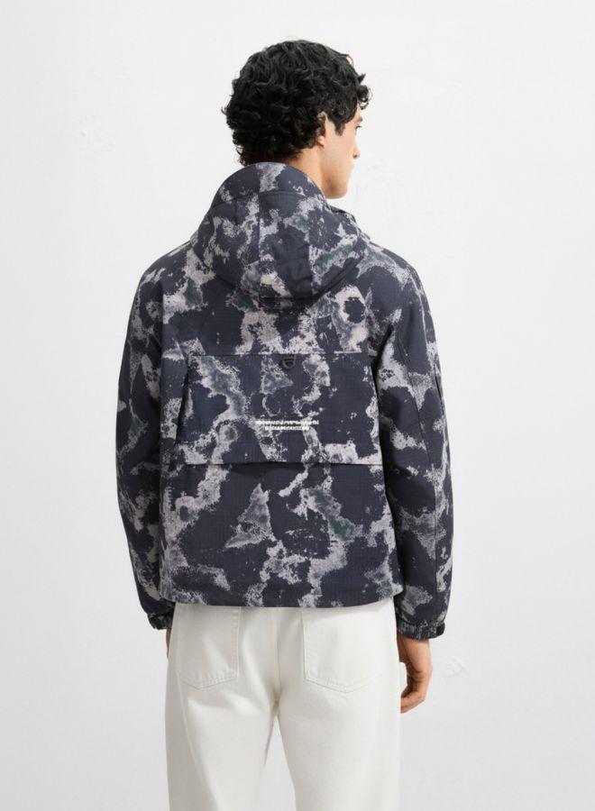 The Indian Garage Co Men Regular Fit Printed Hooded Full Sleeves Winter Jacket - Image 2